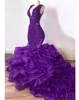 Luxury Royal Blue Lace Beaded Mermaid Evening Dresses Puffy Bottom Ruffles Long Prom Gowns Sexy Party Dress Vestido Formatura 04156692927