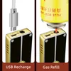 Nuevo encendedor de cigarros de tubo eléctrico de Metal a prueba de viento, encendedor de Gas de doble chorro USB, encendedor Turbo, recarga de butano, dispositivos recargables para hombres 2022