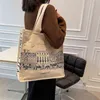 Borse per la spesa Borsa a tracolla in tela per letteratura e arte da donna Stampa di moda Studente Borsa per la spesa casual coreana semplice Borsa a tracolla di grande capacità 220331