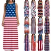 Vestidos de talla grande para mujer, vestido largo a la moda con cuello redondo, sin mangas, estampado de bandera americana, cintura holgada, largo hasta el suelo, estilo urbano femenino