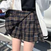 Casual Basic Fashion All Match Plaid Vintage Oregular High Waist College Wind Female Women Mini Skirts 220317