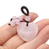 Pendentif Colliers Pierre Naturelle Rose Quartz Agate Coeur Porte-clés Faire DIY Collier Porte-clés Sac À Main Bourse Ménage Charme Cadeau Ornement