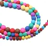 Autre Pierre Naturelle Multicolore Lave Volcanique Perlé Forme Ronde Perle Lâche Pour La Fabrication De Bijoux DIY Collier Bracelet AccessoiresAutre Edwi22