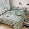 %100 iplik boyalı yıkanmış pamuklu klasik ekose yatak seti yorgan kapağı yastık kılıfları nefes alabilen cilt dostu 16 boyut