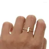 Cluster ringen trendy ontwerp eenvoudige bar cz single stone vermeil delicate minimale ring voor vrouwen maat 6 7 8cluster