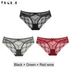 High Quality Women Panties 3 Piece White Black Green Sexy Underwear Plus Size Low-Rise Panty Transparent Lace Briefs Embroidery 220425