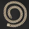 Fashion Hip Hop Necklace Men Designer Bracelet 14mm Cuban Link Chain Necklaces 16/18/20/22/24inch Rapper Diamond Chains Double Color