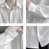 メンズカジュアルシャツ夏のソリッドシャツメン長いスリーブ高品質のビジネスホワイトマン豪華な通気性のあるマスキュリナ服クラシックボタン