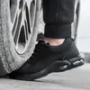 Black Safety Mężczyźni poduszka powietrza męskie buty przebijające stalowe palec u nóg niezniszczalny obuwie lekkie trampki 220810