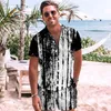 Survêtements pour hommes Mode Hawaiian Hommes Imprimer Ensemble 2022 Summer Manches courtes Bouton Chemise Beach Shorts Streetwear Casual Mens Costume 2 piècesMen's
