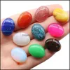 Arts And Crafts Arts Gifts Home Garden Wholesale 15X20Mm Oval Striped Agate Stone Carving Cabochon Natural Crystal Polishi Dhdyn