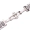 Bracelets de montres Liens en céramique du milieu Bracelet en acier inoxydable 16mm 18mm 20mm Hommes Femmes Blanc Noir Bracelet de montre Bracelet en métal Double poussoir FermoirMontre