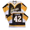 C2604 Vintage Dusters Hockey-Trikot 42 Jim O'Brien 7 Goldthorpe 18 Brian Lee Binghamton Broome Stickerei Nähen Trikots Benutzerdefinierter Name und Nummer