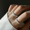 Ringos de cluster fofo feminino pequeno anel de dedo aberto 100% real 925 prata esterlina promessa ajustável no engajamento de amor para mulheres