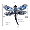 Blue Crystal Vintage Dragonfly Brooches for Women High Grade Fashion Insect Brooch Pins Coat Accessories Animal Jewelry Gifts GC1105