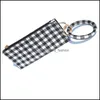 Key Rings Jewelry Pu Leather Ring Bracelet Wallet Wristlet Bangle Keychain Leopard Zip Long Handbag Bracelets For Women Q26Fz Drop Dhdfj