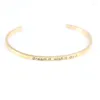 Gegraveerde roestvrijstalen armbanden voor vrouwelijke bedelarmbanden personaliseren Mantra Bangle Bar Wear of Graduation Gift Inte22