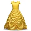 Косплей Belle Princess Dress Dress For Beauty and The Beast Kids Party Clothing Magic Stick Crown Children Costume 220707