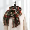 Sciarpe Donna Lady Mosaic Plaid Inverno Moda spessa Scialle morbido e caldo in cashmere Sciarpa lunga con nappe a righe colorateSciarpe