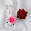 Dangle & Chandelier Fashion Colorful Rose Flower Drop Earrings Metal Hoop Gold Plated Dress For Women Jewelry Gift 2022