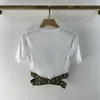 Tricots pour femmes avec épissage de lettres t-shirts à manches courtes polyvalents montrer dame haut T-Shirt blanc de haute qualité
