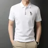 男性用のトップグレード100％コットンポロシャツ刺繍ゴルフティーサマー到着ビジネスカジュアルデザイナー服2206​​21