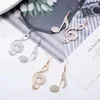 Dangle & Chandelier Brand Women Charm Earrings Fashion Music Note Drop Earring Silver Color Rhinestone Accessory Hand Jewelry Friendship Gif