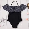 Costume da bagno da donna Triangolo Costume intero Nuoto Foglia di loto Spalla Sesso