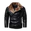 Men's Fur Men's & Faux Winter Men's PU Leather Jacket Casual Male Thick Thermal Coats Men Collar Motorcycle Down Jackets