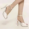 Fashion sandals bow fish mouth high heels white large wedding shoes