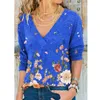 Cobra YX Cloths S Feminino Autumn e Winter Fashion V Neck Flower Print de manga longa casual camiseta larga plus size 220714