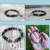 Beaded Strands Bracelets Jewelry Sn1072 Genuine Moss Agate Bracelet Fashion Yoga Wrist Mala Beads Tree Of Life Healing Nature Stone Buddhis