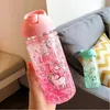Elegante copa de hielo de doble paja copa de hielo de verano jugo de bebida fría agua agua de niña s portátil plástico s novedoso regalo 220602
