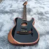 Chitarra elettrica a 6 corde personalizzata in fabbrica, chitarra acustica, acero fiammato, vernice di colore nero