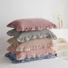 Poszewka na poduszkę Koreański styl Wafel Ręcznik z ruffles 32s bawełna Pure Color Soft dla domu El Travel na kanapie 2 sztuk 55 * 80cm Cover