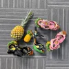 Dames en cuir chunky ananas 11cm 2024 sandales à talons hauts 3,5 cm plate-forme ouverte peep-toes européen American Palace boucle imprimer des fruits coupés chaussures 98