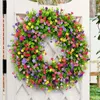 Dekoratif Çiçek Çelenk Yapay Çiçek Çelenk Renkli İlkbahar Yaz Kapısı Duvar Cam Dekor Tatil Festivali Partisi Düğün Dekor