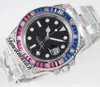 VRF V3 GMT II VR3285 orologio da uomo automatico pepsi blu rosso arcobaleno diamanti cornice quadrante nero 904L diamante diamante braccialetto Oystersteel Braccialetto Super Edition TimeZoneWatch A1