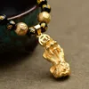 Hänghalsband ren koppar pixiu feng shui gåva 8mm pärlor naturliga obsidian halsband för man och kvinnor bra lycklig amulet juvelerypendant