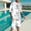 T-shirts voor heren zomer 3D T-shirt trendstijl Hip Hop Street Beach Pants Fashion Men and Women Holiday Suitsmen's