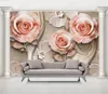 Custom modern minimalist 3D wallpaper mural Embossed rose flower 3d wall murals decoration painting living room bedroom background