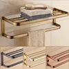 High Quality 60 CM GoldAntique bronze Fixed Bath Towel Holder Wall Mounted Towel Rack Brass Towel Shelf Bathroom Accessories T200915