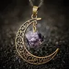 Pendant Necklaces Retro Galaxy Moon Crystal Crescent Irregular Natural Stone Necklace Polycrystalline Quartz JewelryPendant