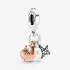 100% 925 Sterling Silver Starfish Shell Triple Dangle Charms Fit Original European Charm Bracelet Fashion Jewelry Accessories