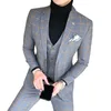 Blazer och väst och byxor / butik Fashion Plaid Men's Casual Business Suit 3st Set Bruom Wedding Dress Performance Costume 220815