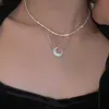 Collana europea alla moda con luna, catena bling, collane con ciondolo a mezzaluna impilabili due in uno per gioielli da donna, anno di nascita femminile