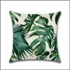 Pillow Case Bedding Supplies Home Textiles Garden 45X45Cm Fashion Green Leaves Printing Throw Er Without Filling Inner Polyester Decorativ