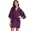 Roupa de sono feminina curta Sexy Ladies 'Rayon Robe Vestido Mini camisola de verão feminina Solid Kimono S M L XL XXL SG036Women's