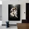 Animal Lion Tête Couronne Toile Peintures Affiches Et Gravures Mur Art Photos Pour Salon Décor Sans Cadre