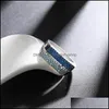 Anillos de clúster joyas de alta calidad micro pavimento y zafiro azul cz crystals Rec sier anillo para mujeres dhooz
